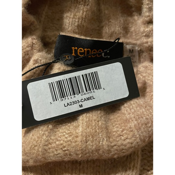 Renee C. Cable Knit Mock Neck Long Sleeve Sweater Camel Brown Women's Size M NWT - Picture 5 of 6